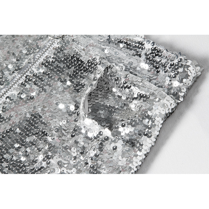 Womens Shorts Bling Sexy Women Sequin Shorts High Waist ORing Zip Bodycon Shorts Feminino Skinny Party Club Festival Raves Pole Dance Shorts 230509