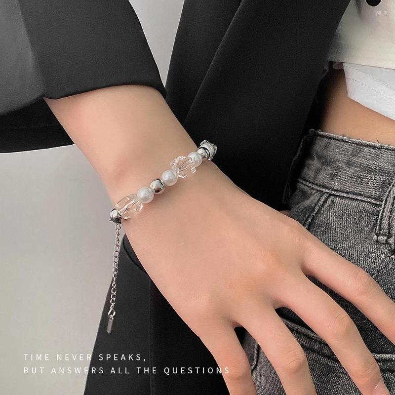 Link Bracelets Creative Stainless Steel Bracelet For Women Female Pearl Crystal Glass Splicing Hip Hop Cool Wind Jewelry Gift
Link Bracelets Creative Stainless Steel Bracelet For Women Female Pearl Crystal Glass Splicing Hip Hop Cool Wind Jewelry Gift
