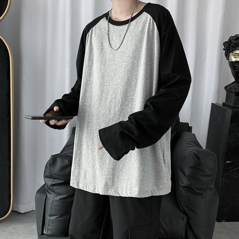 Men's T-Shirts Men Long Sleeve T-shirts Fashion Patchwork Harajuku Loose Outwear Tshirts Hip-hop Students All-match Basic Tops Couple 230509