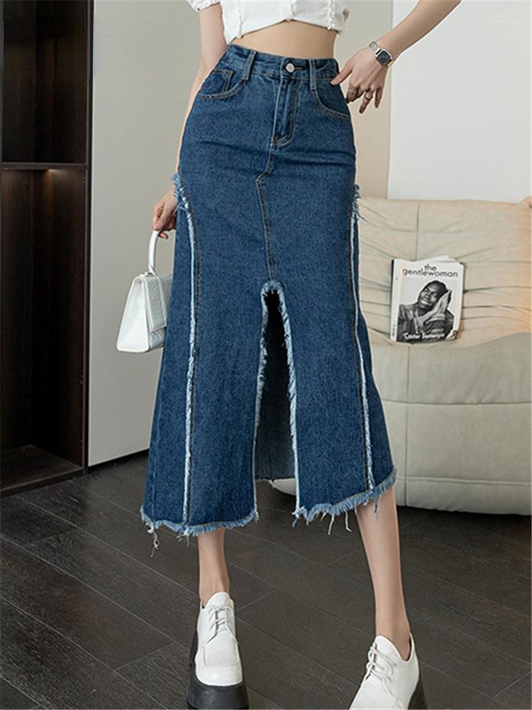 Skirts Seoulish High Waist Classic Front Split Women's Denim Wrap Tassel Jeans Irregular Straight Midi Female 2023, Blue
Skirts Seoulish High Waist Classic Front Split Women's Denim Wrap Tassel Jeans Irregular Straight Midi Female 2023, Blue
