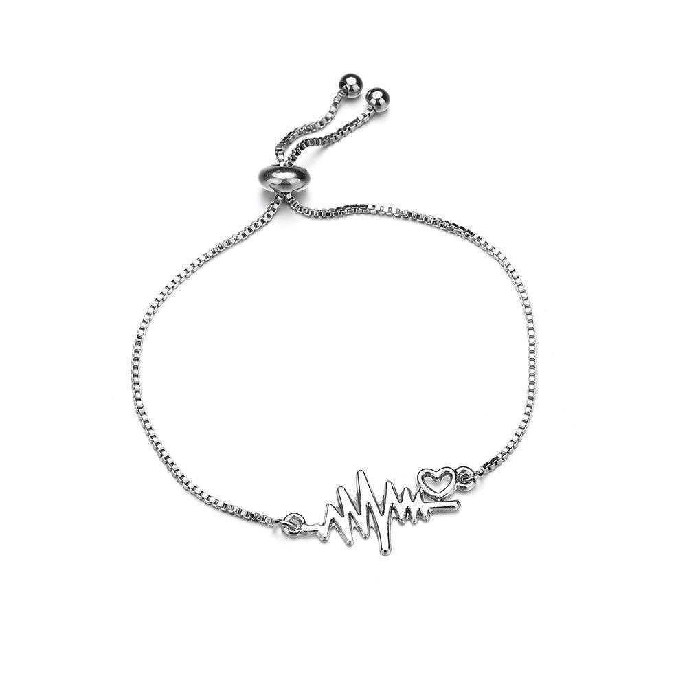 Silver Plated Alloy Heartbeat Heart Bracelet Simple And Adjustable Female Personality Ornament Wholesale
Silver Plated Alloy Heartbeat Heart Bracelet Simple And Adjustable Female Personality Ornament Wholesale