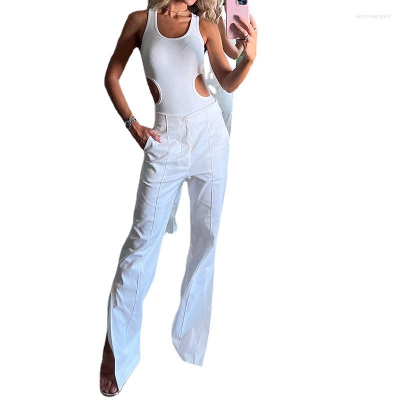 Women' Two Piece Pants Fashion Sexy Women' Set 2023 Spring And Summer Round Neck Sleeveless One Top Loose Split 2 
Women' Two Piece Pants Fashion Sexy Women' Set 2023 Spring And Summer Round Neck Sleeveless One Top Loose Split 2