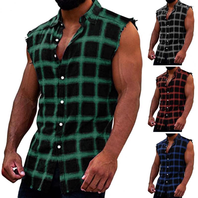 Men's Casual Shirts Men Tops Lapel Grid Design Single-breasted Summer Tank Trendy Sleeveless Cardigan Mlae Vest Men's Clothing For Daily, Red
Men's Casual Shirts Men Tops Lapel Grid Design Single-breasted Summer Tank Trendy Sleeveless Cardigan Mlae Vest Men's Clothing For Daily, Red