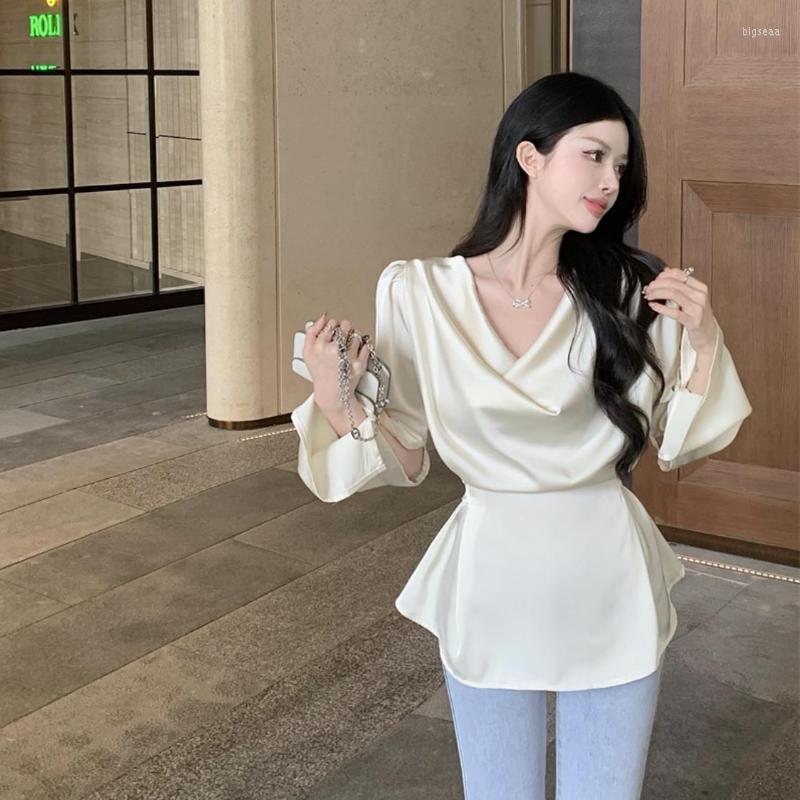 Women's Blouses French Long Sleeved Satin Shirt Spring Plain Color Lace Up Sash Elegant Blouse Fashion Ladies Summer Tops Chic Chemise Femme, Pink
Women's Blouses French Long Sleeved Satin Shirt Spring Plain Color Lace Up Sash Elegant Blouse Fashion Ladies Summer Tops Chic Chemise Femme, Pink