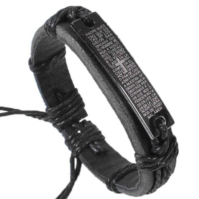 Cross Ornament Personality Handmade Woven Leather Bracelet Laser Engraved Letter Simplicity Stretch
Cross Ornament Personality Handmade Woven Leather Bracelet Laser Engraved Letter Simplicity Stretch