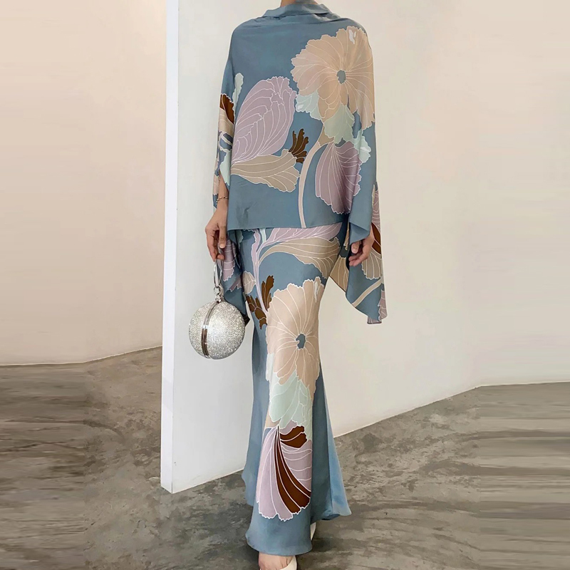 Two Piece Dress 2023 Fashion Women's Pullover Paired with Skirt Office Spring ONeck Solid Flower Colored Elegant Slim Top Set 230508