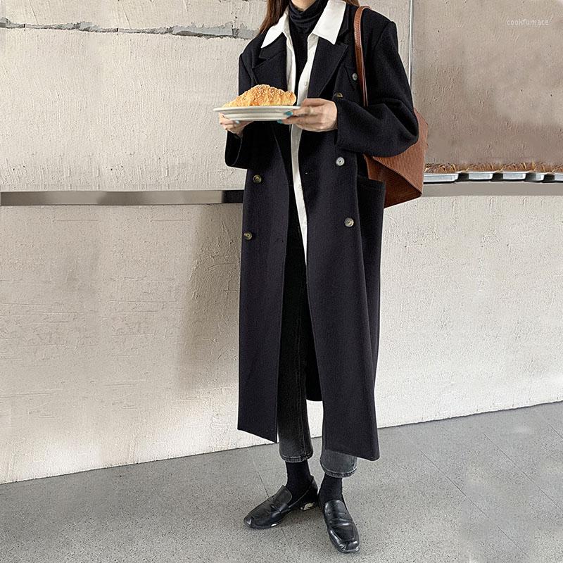 Women's Wool Winter Women Clothing Elegant Long Blends Coat Retro Versatile Casual Warm Chic Outerwear Ladies Overcoat Korean Fashion, Black
Women's Wool Winter Women Clothing Elegant Long Blends Coat Retro Versatile Casual Warm Chic Outerwear Ladies Overcoat Korean Fashion, Black