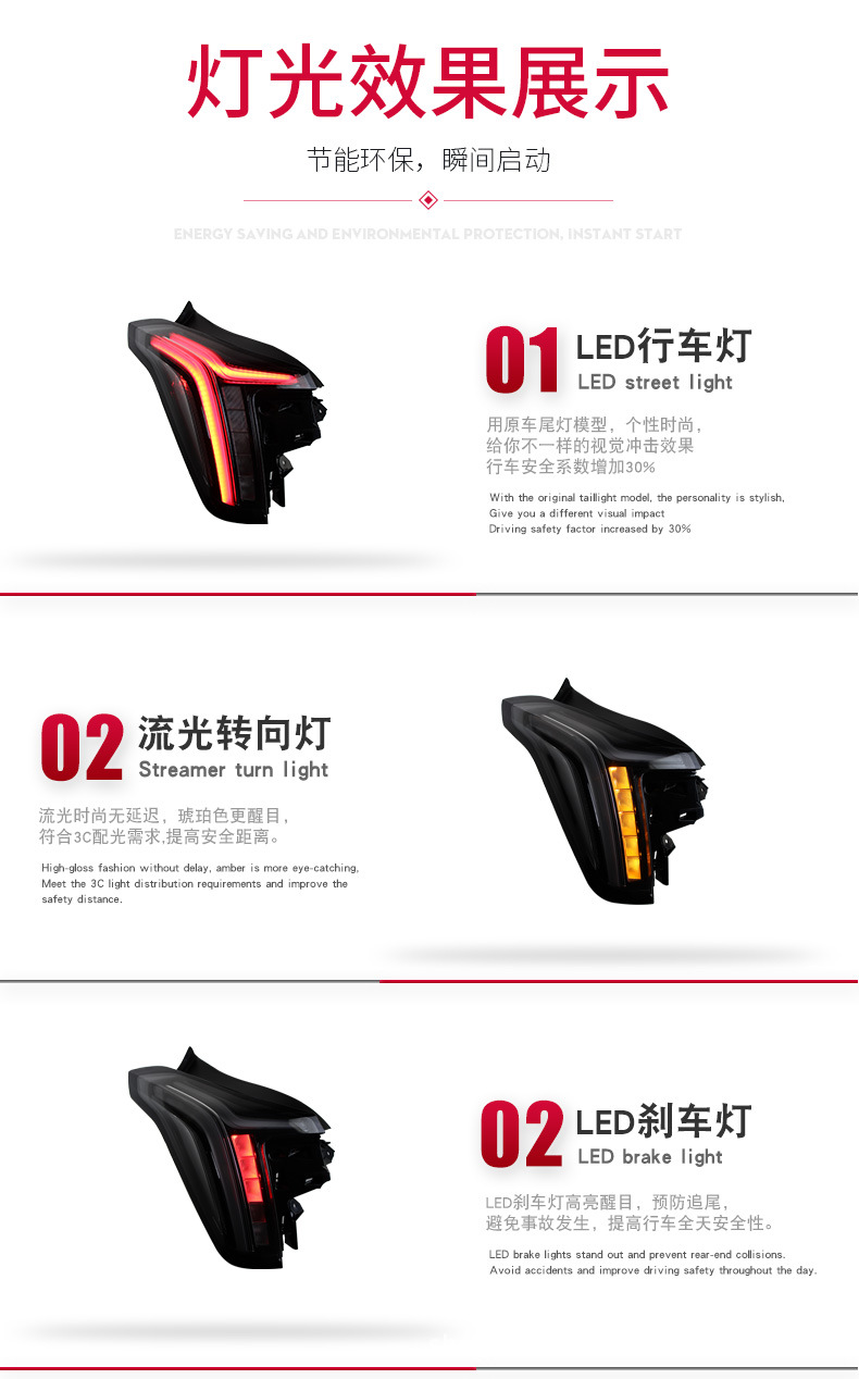 LED Taillights for Cadillac CT5 Upgrade LED Smoked Running Light Brake Running Streamer Turn Signal Taillight Assembly