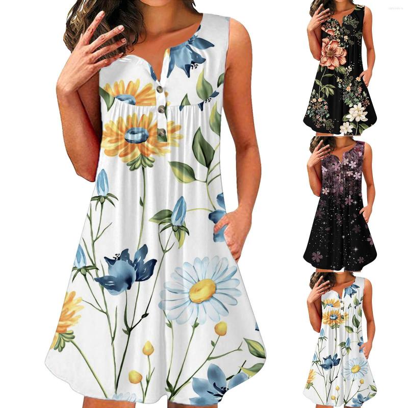 Casual Dresses Womens Fashion Sleeveless Round Neck Button Short Print Pocket Dress V For Women Summer, Black
Casual Dresses Womens Fashion Sleeveless Round Neck Button Short Print Pocket Dress V For Women Summer, Black