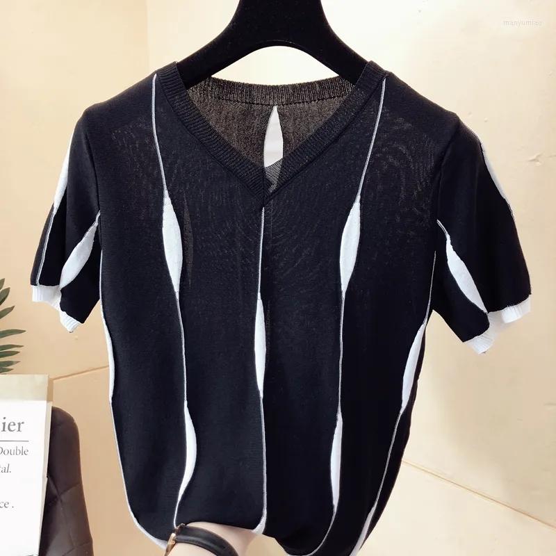 Women's T Shirts Soft Short Sleeve Shirt Loose Chic Knitting Fashion Woman Blouses Summer Thin White Aesthetic Elegant, Black
Women's T Shirts Soft Short Sleeve Shirt Loose Chic Knitting Fashion Woman Blouses Summer Thin White Aesthetic Elegant, Black