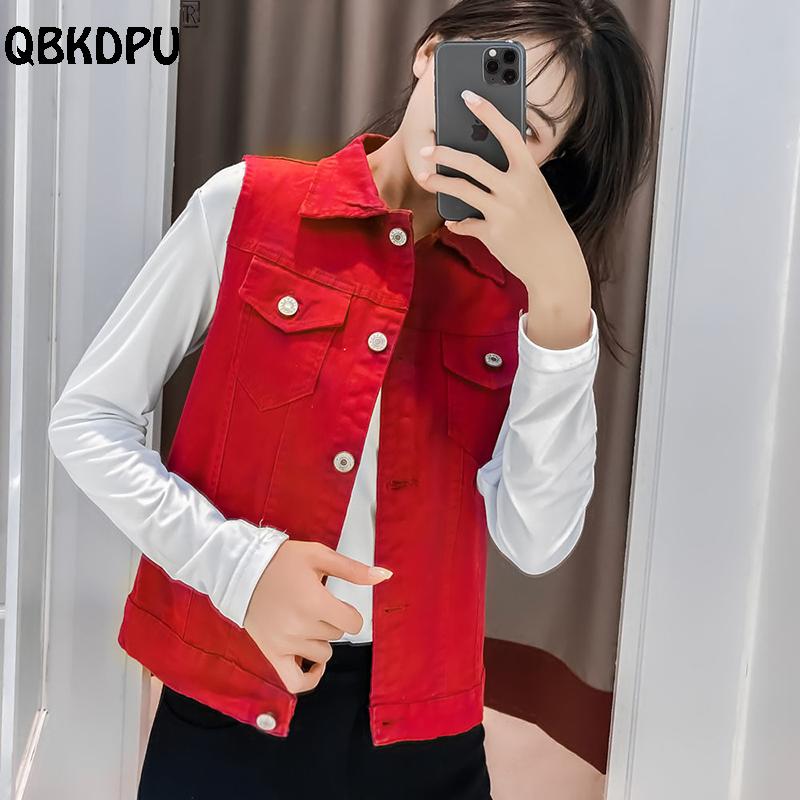 Leather Plus Size Red Vest Women Jean Jacket Korean Fashion SingleBreasted Chaleco Mujer Short Vests Spring Sleeveless Denim Waistcoat
Leather Plus Size Red Vest Women Jean Jacket Korean Fashion SingleBreasted Chaleco Mujer Short Vests Spring Sleeveless Denim Waistcoat