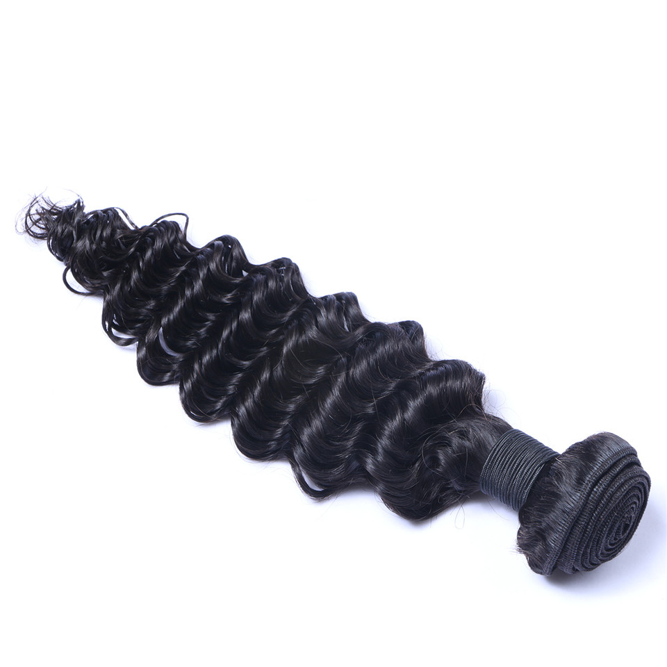 Brazilian Virgin Human Deep Wave Unprocessed Remy Hair Weaves Double Wefts 100G/Bundle 1Bundle/Lot Can Be Dyed Bleached