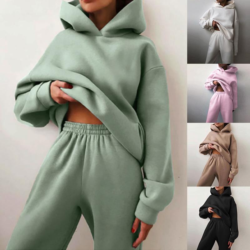Women's Two Piece Pants Autumn And Winter Sweater Suit Solid Color Casual Fashion Sports Trousers Two-piece Long Sleeve Neckline Hooded, Black
Women's Two Piece Pants Autumn And Winter Sweater Suit Solid Color Casual Fashion Sports Trousers Two-piece Long Sleeve Neckline Hooded, Black