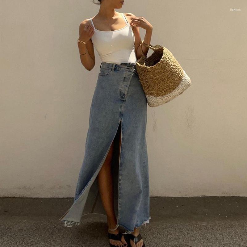 Skirts High Waist Slit Jean Long Skirt Women' Vintage Y2k 2023 Streetwear Fashion Office Blue Denim Grils Package Hip
Skirts High Waist Slit Jean Long Skirt Women' Vintage Y2k 2023 Streetwear Fashion Office Blue Denim Grils Package Hip
