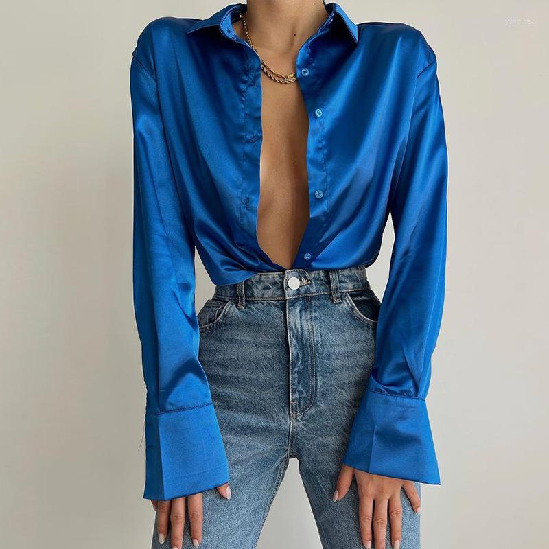 Women' Blouses 2023 Fashion Elegant Satin Women Casual Solid Long Sleeve Shirts Female Chic Blue Green Loose Fitting Buttons Down Tops
Women' Blouses 2023 Fashion Elegant Satin Women Casual Solid Long Sleeve Shirts Female Chic Blue Green Loose Fitting Buttons Down Tops