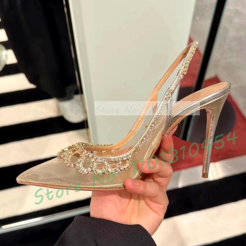Sandals Gold Mesh Crystal Slingback Women High Heels Luxury See-through Bling Shoes Summer Pointed Toe Elegant Party Clear Pumps
Sandals Gold Mesh Crystal Slingback Women High Heels Luxury See-through Bling Shoes Summer Pointed Toe Elegant Party Clear Pumps