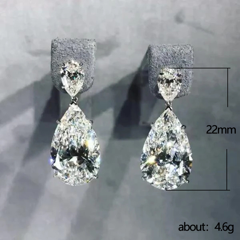 Big Water Drop Lab Diamond DangleEarring 925 Sterling silver Party Wedding Drop Earrings for Women Bridal Promise Jewelry Gift