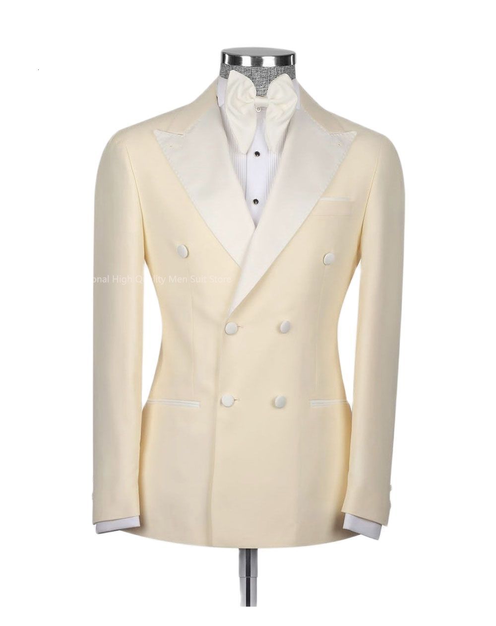 Men's Suits Blazers White Men Suits Wedding Tuxedos Double Breasted Peaked Lapel Clothing Groom Prom Party Social Blazer Trousers Sets JacketPant