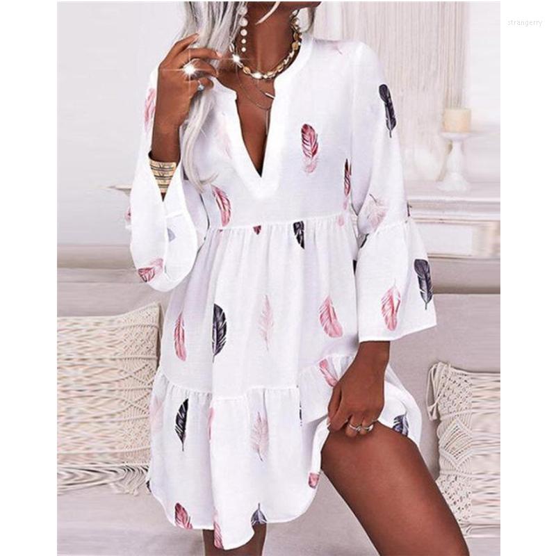 Casual Dresses Women Summer Half Sleeve V Neck Vacation Ruffle Dress Streetwear Elegant Fashion Feather Print Loose, White
Casual Dresses Women Summer Half Sleeve V Neck Vacation Ruffle Dress Streetwear Elegant Fashion Feather Print Loose, White