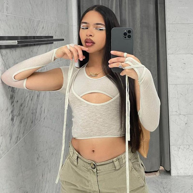 Women' T Shirts Bandage Cut Out Sleeve Streetwear Dark Y2k Punk Sexy Women 2 Pc Set T-shirts Bodycon Patchwork Halter Crop Tops, Light grey
Women' T Shirts Bandage Cut Out Sleeve Streetwear Dark Y2k Punk Sexy Women 2 Pc Set T-shirts Bodycon Patchwork Halter Crop Tops, Light grey