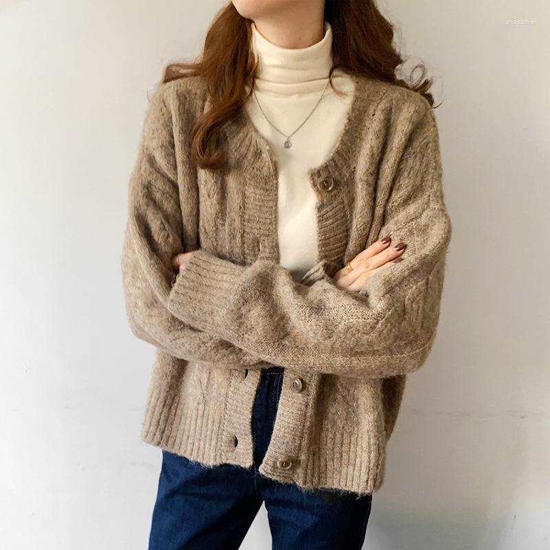 Women's Knits Women's Cardigans Sweater Full Sleeve O-Neck Knitting Tops Loose Soft Warm Leisure Solid Color Single Breasted Female
Women's Knits Women's Cardigans Sweater Full Sleeve O-Neck Knitting Tops Loose Soft Warm Leisure Solid Color Single Breasted Female