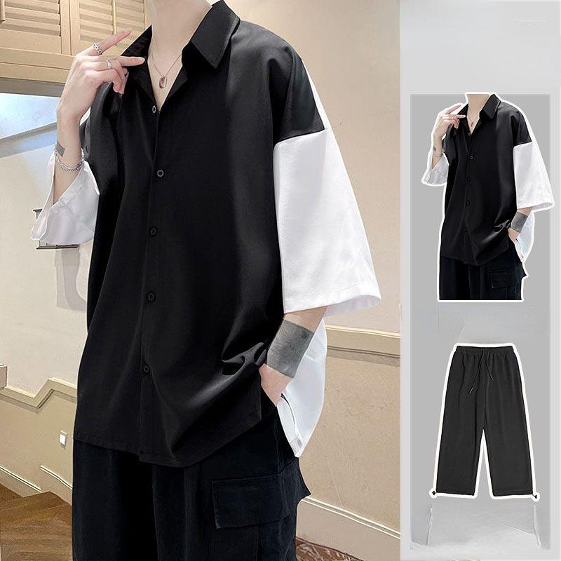 Men's Tracksuits 2023 Fashion Men Sets Contrast Color Lapel Long Sleeve Shirt & Straight Pants 2 PCS Set Streetwear Korean Casual Suits, Black
Men's Tracksuits 2023 Fashion Men Sets Contrast Color Lapel Long Sleeve Shirt & Straight Pants 2 PCS Set Streetwear Korean Casual Suits, Black