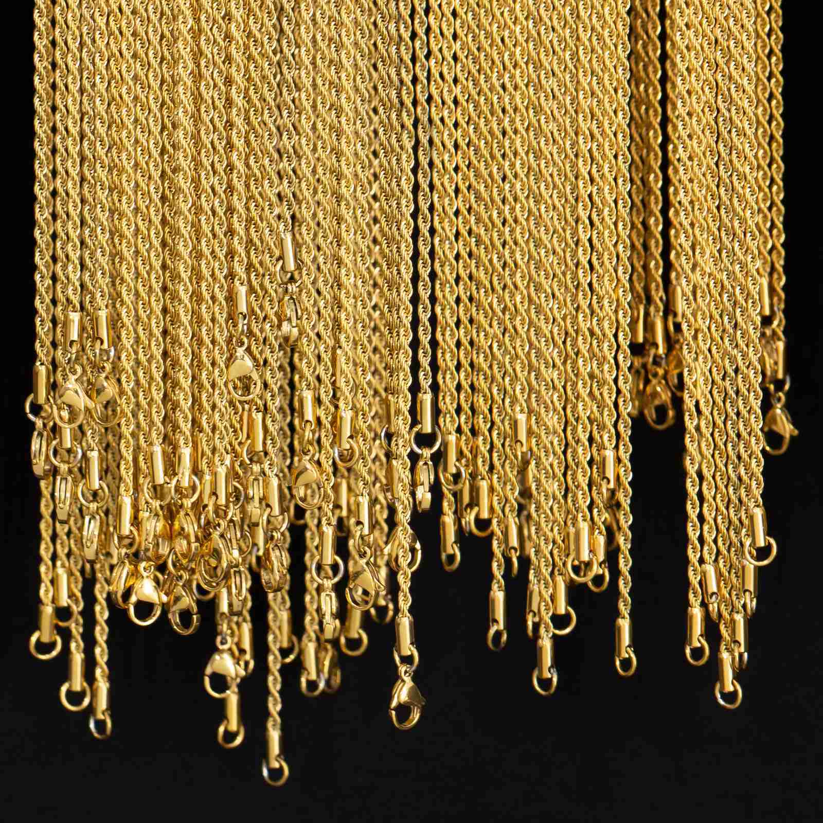 Krkc Wholesale 2-8mm 316l Stainless Steel 18k Gold Pvd Plated Mens Twisted Rope Chains Necklaces for Men Women
Krkc Wholesale 2-8mm 316l Stainless Steel 18k Gold Pvd Plated Mens Twisted Rope Chains Necklaces for Men Women