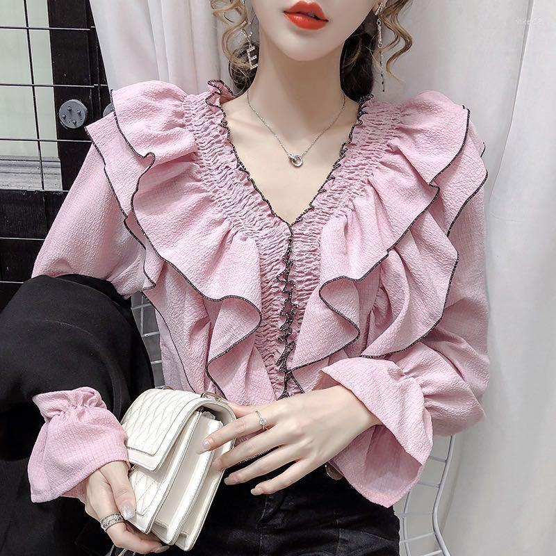 Women's Blouses Sweet V-Neck Spliced Shirring Ruffles Blouse Women's Clothing 2023 Spring Summer Oversized Casual Tops Flare Sleeve, Pink
Women's Blouses Sweet V-Neck Spliced Shirring Ruffles Blouse Women's Clothing 2023 Spring Summer Oversized Casual Tops Flare Sleeve, Pink