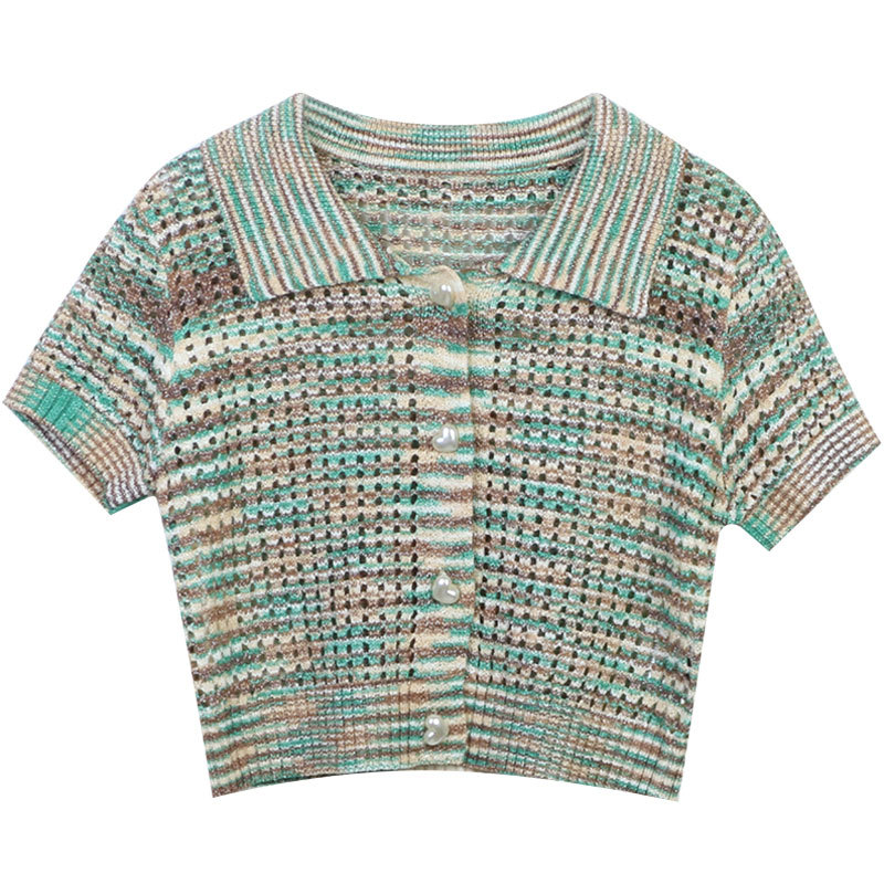 428 2023 Runway Summer Brand SAme Style Sweater Short Sleeve Pullover Lapel Neck Purple Green Fashion Clothes High Quality Womens mingmo
428 2023 Runway Summer Brand SAme Style Sweater Short Sleeve Pullover Lapel Neck Purple Green Fashion Clothes High Quality Womens mingmo