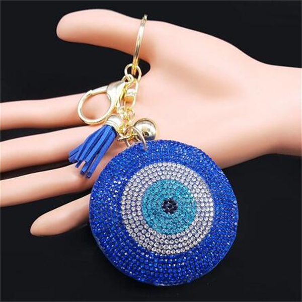 Turkey Eyes Crystal Keychains Keyring for Women Keychain Blue Gold Color Key Chain Bag Accessories Jewelry llaveros ojo turco GC2105
