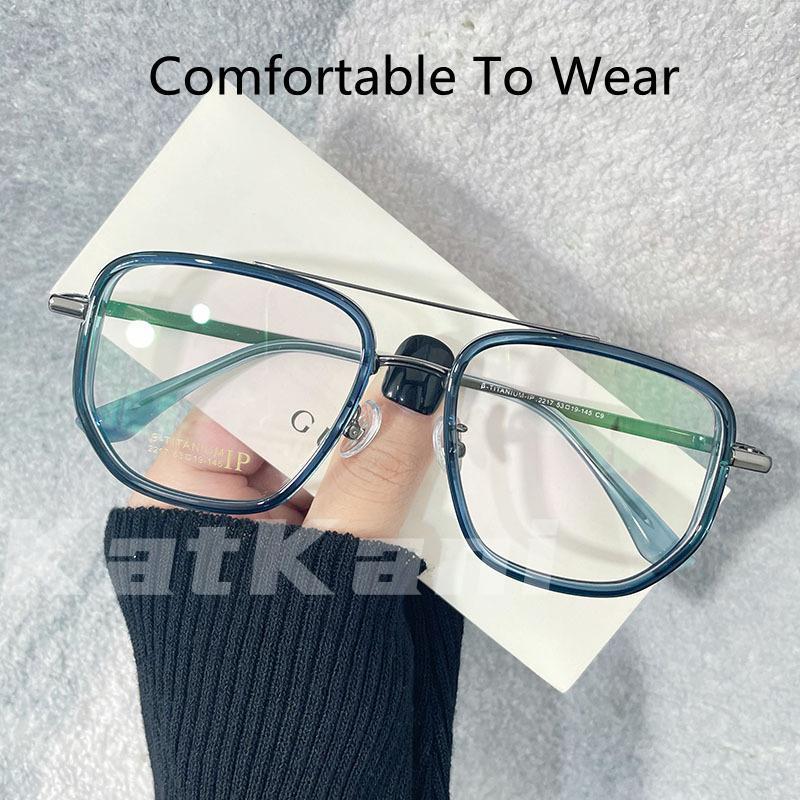 Sunglasses Frames Fashion KatKani Retro Double Beam Pure Titanium Frame Super Light Large Decorative Optical Prescription Eyeglasses K2217Fa
Sunglasses Frames Fashion KatKani Retro Double Beam Pure Titanium Frame Super Light Large Decorative Optical Prescription Eyeglasses K2217Fa