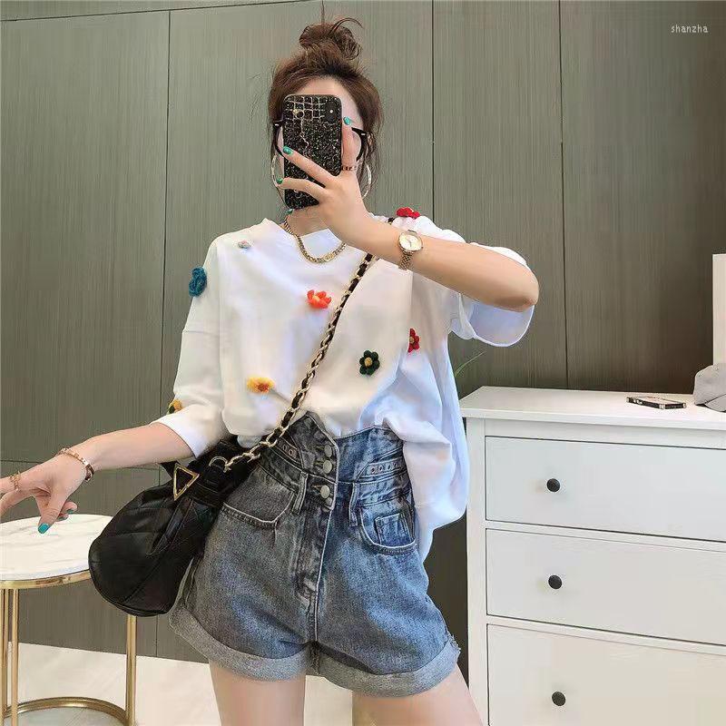 Women's T Shirts Cotton Short Sleeve T-shirt Women Top 2023 Summer Student Sweet Flower Design Tee Casual Round Neck White Woman Tops, Black
Women's T Shirts Cotton Short Sleeve T-shirt Women Top 2023 Summer Student Sweet Flower Design Tee Casual Round Neck White Woman Tops, Black