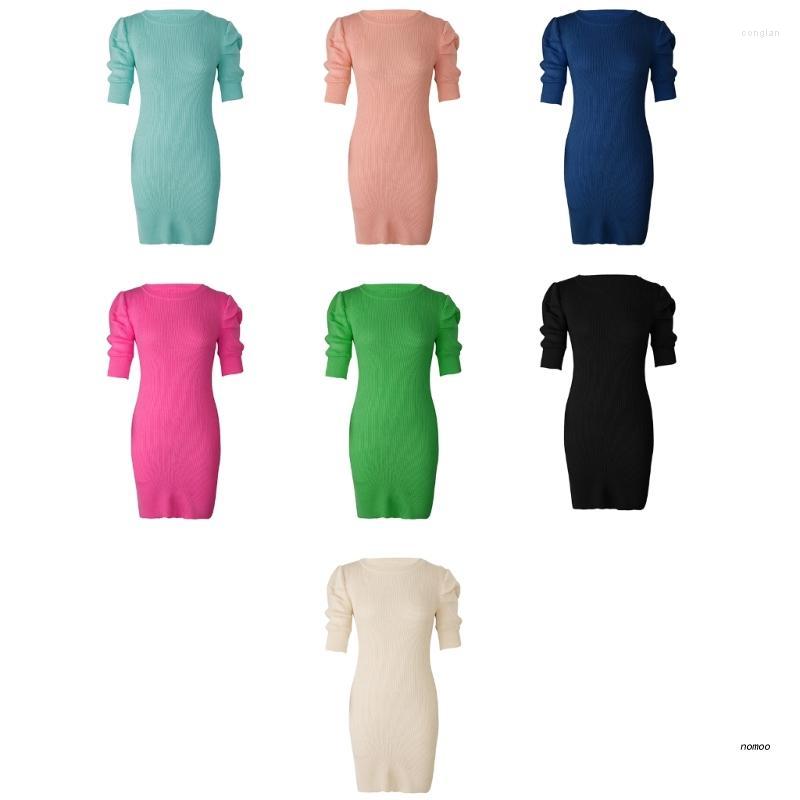 Casual Dresses Womens Round Neck Puff Half Sleeve Empire Waist Ribbed Knit Slim-Fit Midi Dress, Black
Casual Dresses Womens Round Neck Puff Half Sleeve Empire Waist Ribbed Knit Slim-Fit Midi Dress, Black