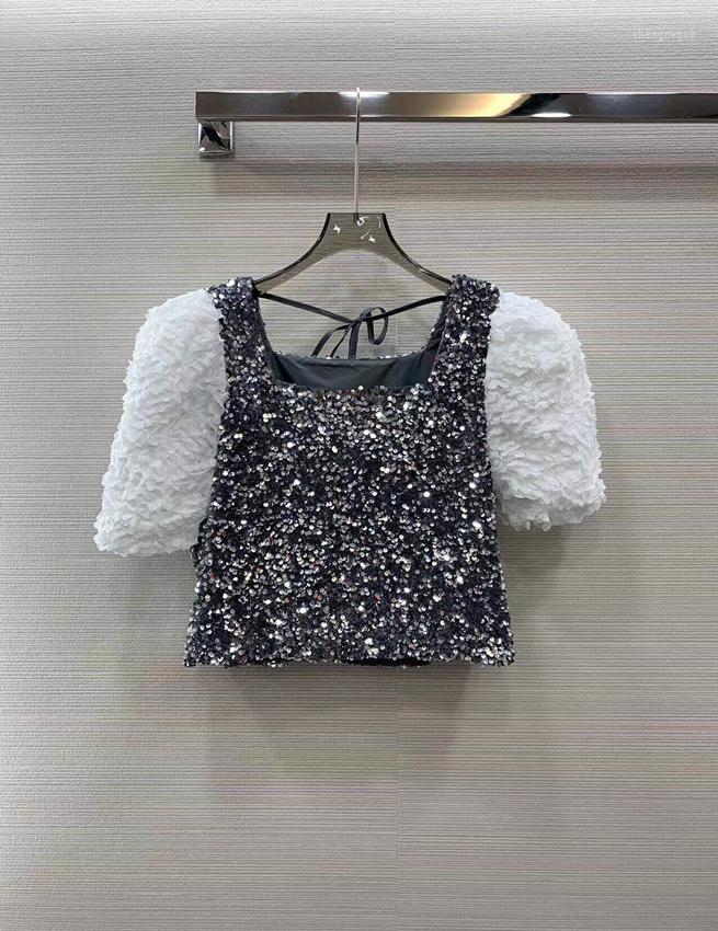 Women' T Shirts 2023 Women Fashion Bubble Medium Sleeve Sexy Casual Embroidery Splicing Sequins Decorative Versatile Top 0325
Women' T Shirts 2023 Women Fashion Bubble Medium Sleeve Sexy Casual Embroidery Splicing Sequins Decorative Versatile Top 0325