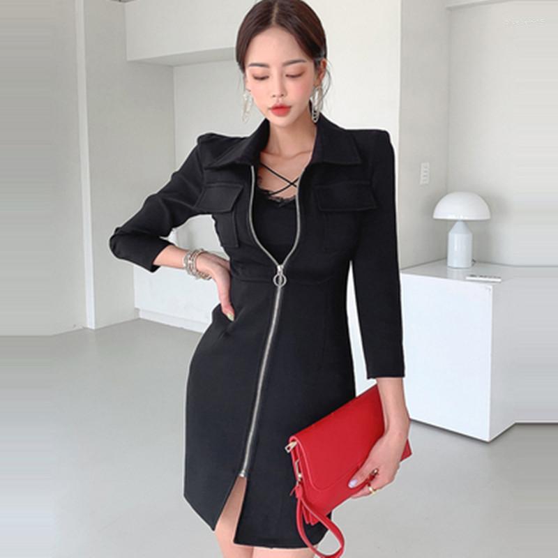 Casual Dresses Chic 2023 Autumn Korean Black Pencil Dress Women Slim Zipper Bag Hip Fashion Pocket Simple Sheath Vestidos, Picture color
Casual Dresses Chic 2023 Autumn Korean Black Pencil Dress Women Slim Zipper Bag Hip Fashion Pocket Simple Sheath Vestidos, Picture color