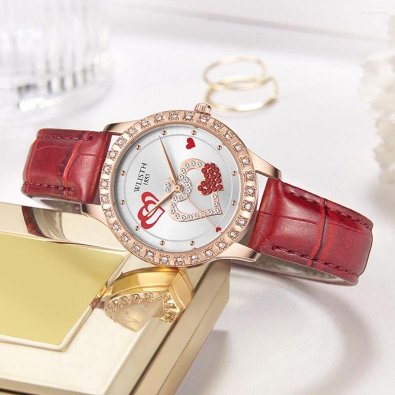 Wristwatches Gift Casual Simple Style Leather Belt Watches Exquisite Quartz Watch WristWatch Women, White
