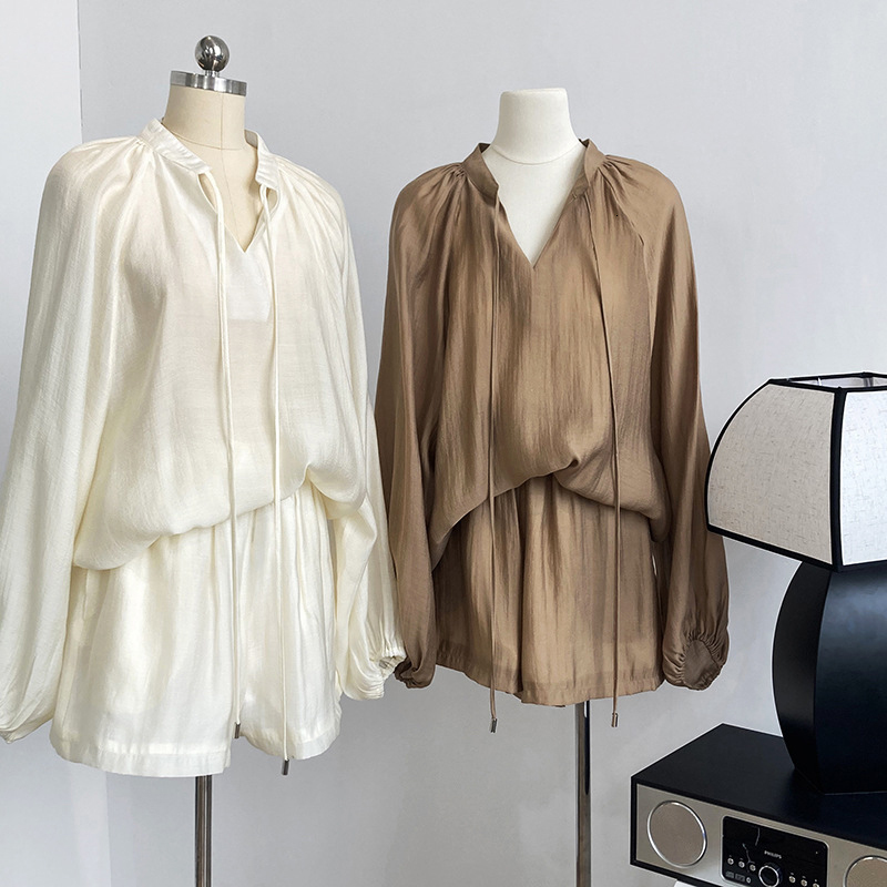 Women's Sleepwear Lace Up Long Sleeve Summer Pjamas for Shirts Tops and Wide Leg Shorts Suit Tracksuit Two Piece Set Lingerie 230508, Khaki
Women's Sleepwear Lace Up Long Sleeve Summer Pjamas for Shirts Tops and Wide Leg Shorts Suit Tracksuit Two Piece Set Lingerie 230508, Khaki