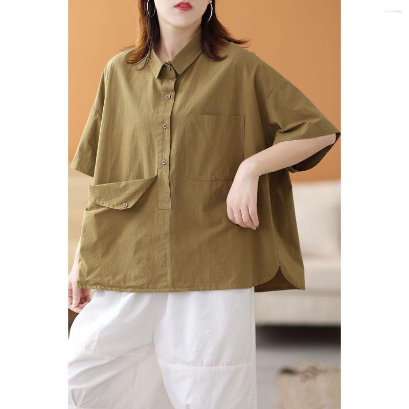 Women's Blouses Fashion Solid Turn-down Collar Blouse Women Tops Summer Oversized Female Short-Sleeved Pockets Office Lady Shirts A754, Khaki
Women's Blouses Fashion Solid Turn-down Collar Blouse Women Tops Summer Oversized Female Short-Sleeved Pockets Office Lady Shirts A754, Khaki