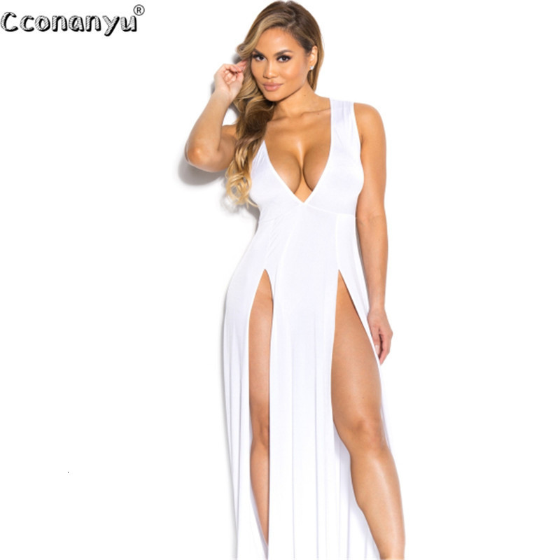 Party Dresses Summer Women Ladies Sexy Deep VNeck Split Sleeveles Asymmetrical FloorLength Bandage Dress 230508