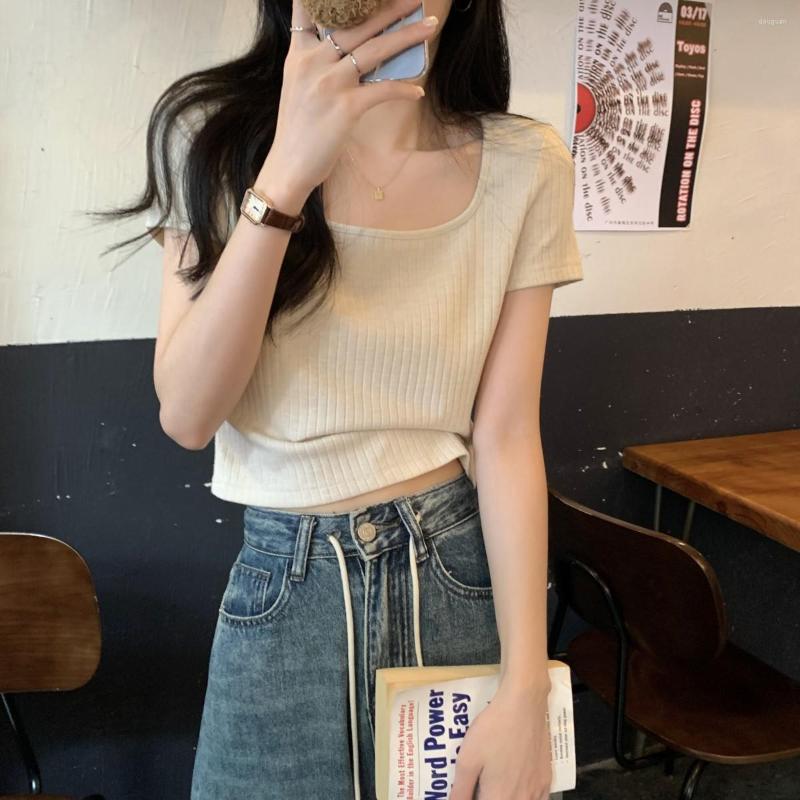 Women's T Shirts 2023 Summer Simple Style Square Neck Cotton Short Sleeve T-shirt Women's CroppedTops Tees Casual Streetwear, Black
Women's T Shirts 2023 Summer Simple Style Square Neck Cotton Short Sleeve T-shirt Women's CroppedTops Tees Casual Streetwear, Black