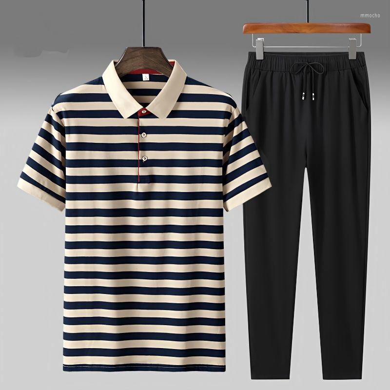 Men's Tracksuits Summer Tracksuit Short Sleeve Polo Shirt Pants Suit Men Vintage Stripe Oversized Clothing 2 Piece Sets X25, Blue
Men's Tracksuits Summer Tracksuit Short Sleeve Polo Shirt Pants Suit Men Vintage Stripe Oversized Clothing 2 Piece Sets X25, Blue