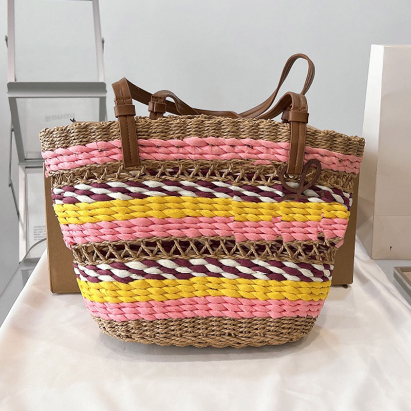 Colored Straw Bag Beach Basket Bags Summer Handbag Shopping Bags Large Capacity Package Lafite Grass Woven Hollow Out Fashion Letter Designer Shoulder Handbags
Colored Straw Bag Beach Basket Bags Summer Handbag Shopping Bags Large Capacity Package Lafite Grass Woven Hollow Out Fashion Letter Designer Shoulder Handbags
