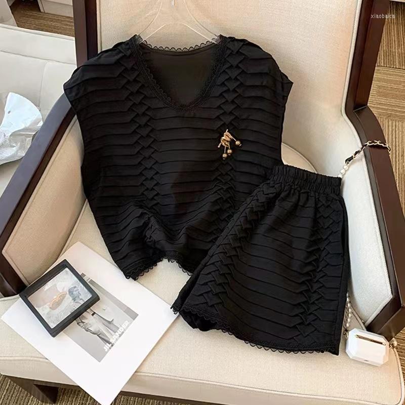 Women' Tracksuits High Quality Vintage Classic Short Suit Women 2023 Summer Sleeve Tops Waist Shorts Two Piece Set Streetwea Korea, Black
Women' Tracksuits High Quality Vintage Classic Short Suit Women 2023 Summer Sleeve Tops Waist Shorts Two Piece Set Streetwea Korea, Black