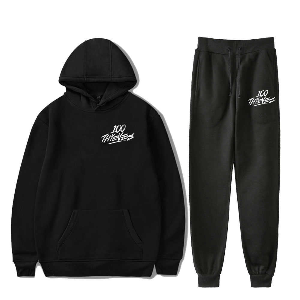 Men's Hoodies Sweatshirts 100 Thieves Foundations Rapper PULLOVER HOODIE Merch Hoodies Set Men Women Hoodies Pants Two-Piece Sweatshirt J230509
