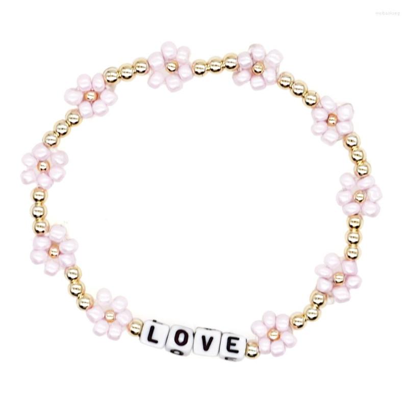 Strand Shinus LOVE Letter Bracelets For Girl Gift Pink Daisy Flower Charm Pulseras Golden Tone Beaded Bracelet Women Cute Jewelry
Strand Shinus LOVE Letter Bracelets For Girl Gift Pink Daisy Flower Charm Pulseras Golden Tone Beaded Bracelet Women Cute Jewelry