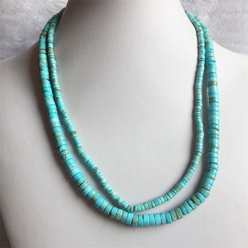 Chains 35/40/45/50/55CM 2 4MM 3 6MM Heishi Blue Turquoise Necklace Natural Stone Jewelry Elegant Exquisite Bead Chain Choker Collier