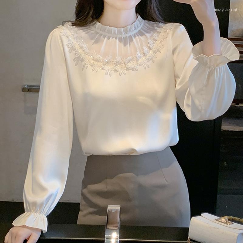 Women' Blouses Ruffled Fashion Lace Patchwork Embroidery Women Blouse Spring Chiffon Womens Tops Long Sleeve Blusas Femininas Elegantes, Apricot
Women' Blouses Ruffled Fashion Lace Patchwork Embroidery Women Blouse Spring Chiffon Womens Tops Long Sleeve Blusas Femininas Elegantes, Apricot