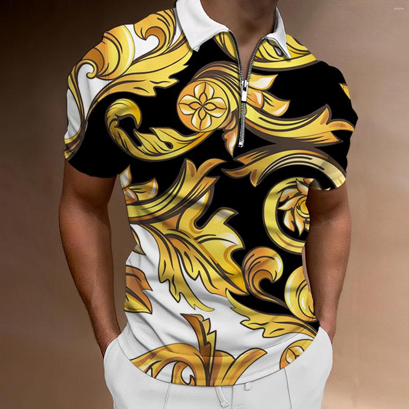 Men' Polos Baroque Pattern Printing Polo Shirt With Zipper Vintage Style Mens Short Sleeve Casual Men' Shirts Handsome T-shirts 
Men' Polos Baroque Pattern Printing Polo Shirt With Zipper Vintage Style Mens Short Sleeve Casual Men' Shirts Handsome T-shirts