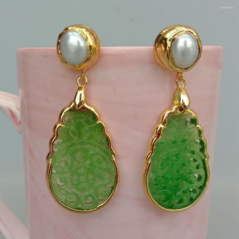 Stud Earrings KKGEM Vintage Style Green Jade Carved Pear Shape Cultured White Freshwater Pearl Party Jewelry For Women
Stud Earrings KKGEM Vintage Style Green Jade Carved Pear Shape Cultured White Freshwater Pearl Party Jewelry For Women