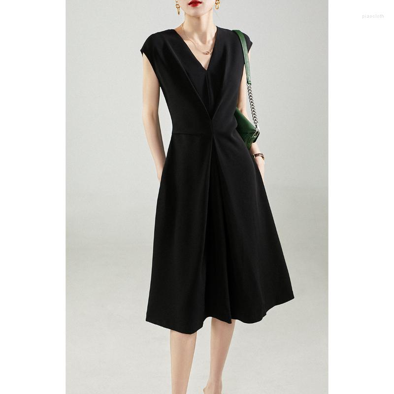 Casual Dresses Elegant Black V-neck Mid-length Dress For Women Summer A-line Sleeveless Perfect Parties And Formal Events
Casual Dresses Elegant Black V-neck Mid-length Dress For Women Summer A-line Sleeveless Perfect Parties And Formal Events